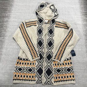 New Lucky Brand Sweater Womens Extra Large Cardigan Aztec Hoodie Fleece Jacket